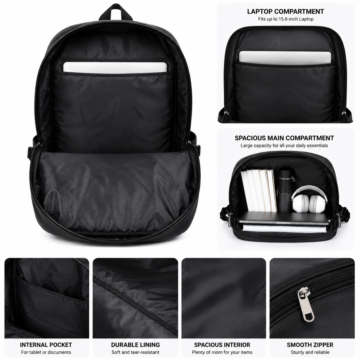 TRENDORA Leather Laptop Backpack 15.6 Inch